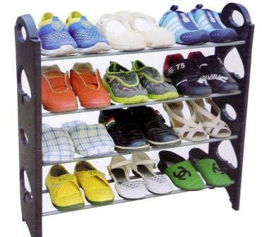 Stackable Shoe Rack - Store 12 pairs of Shoes  4 Layer