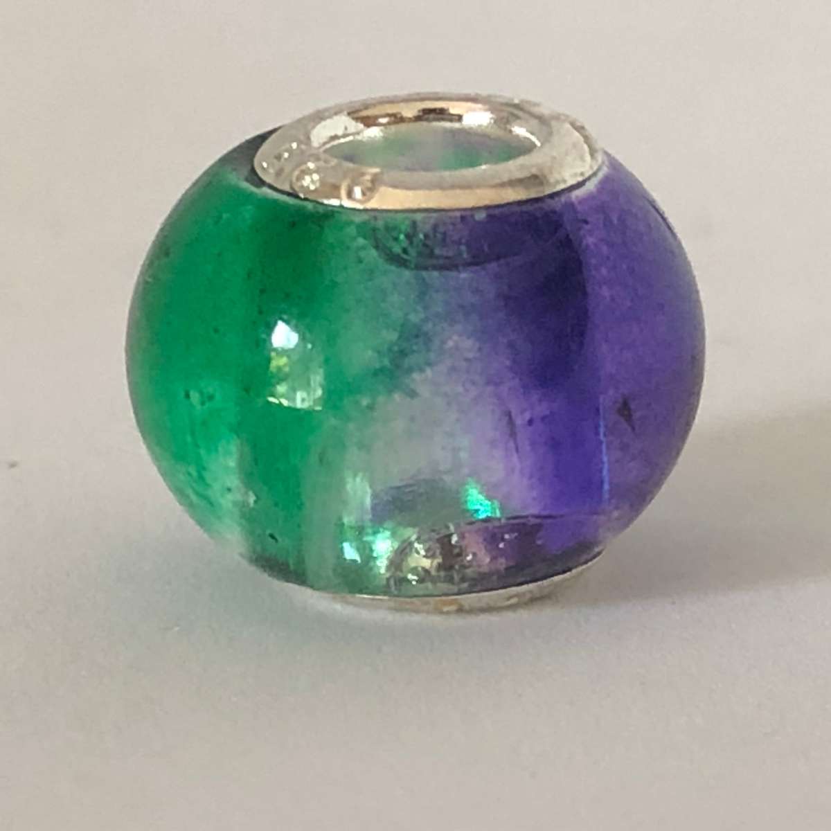 Murano-type Bead Fit Pandora: Purple & Green Melange