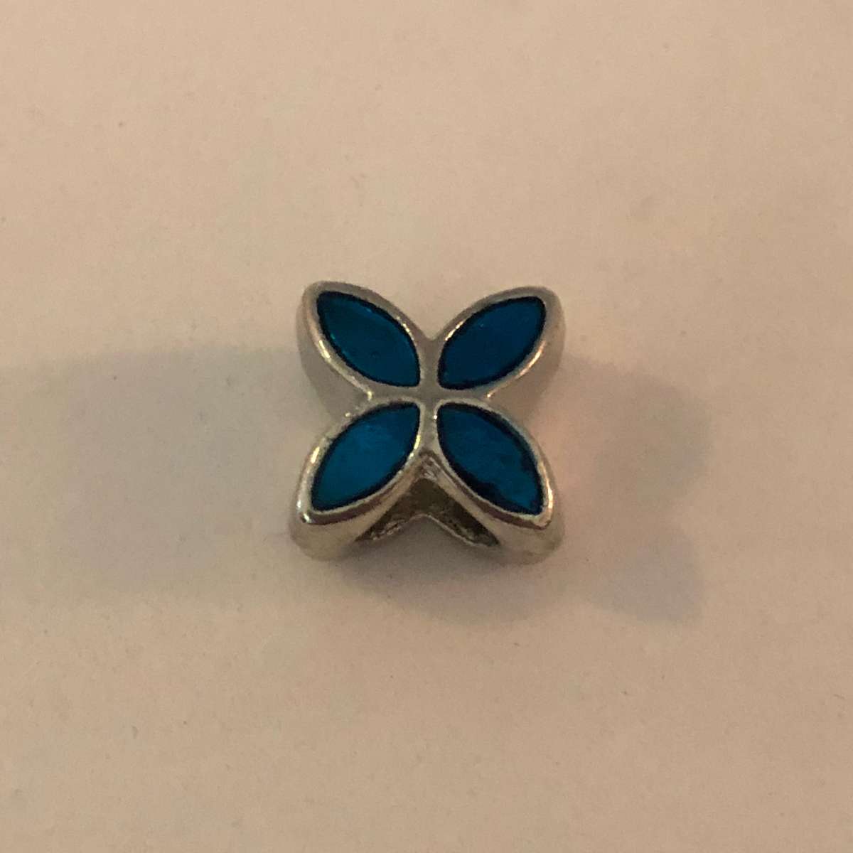 Bead Fit Pandora: 'Silver', Flower (Blue Enamel), Spacer