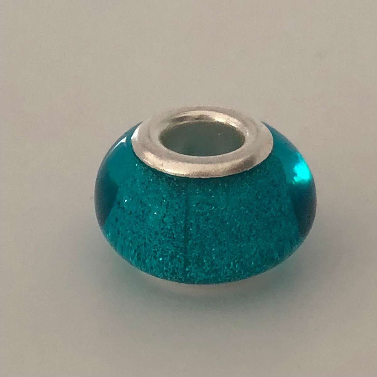 Murano-type Bead Fit Pandora: Blue Glitter/Metallic