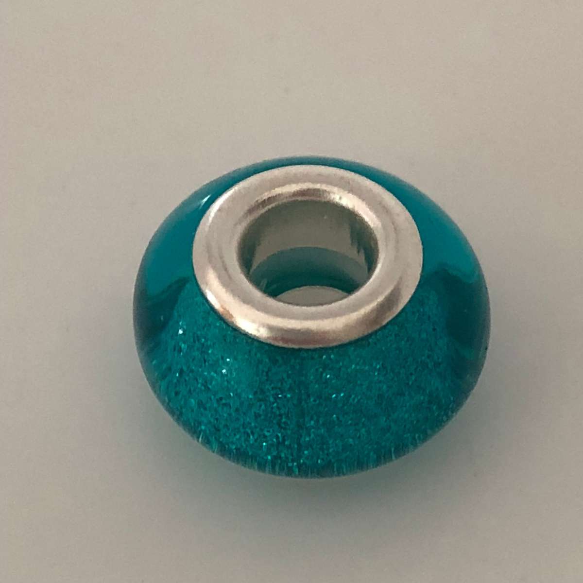 Murano-type Bead Fit Pandora: Blue Glitter/Metallic
