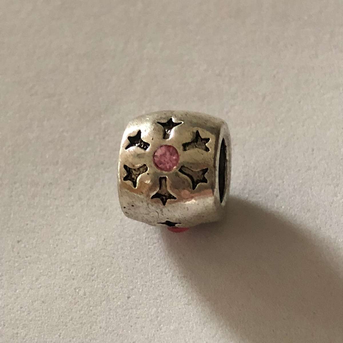 Bead Fit Pandora: 'Silver', Flower (Pink Gemstone)