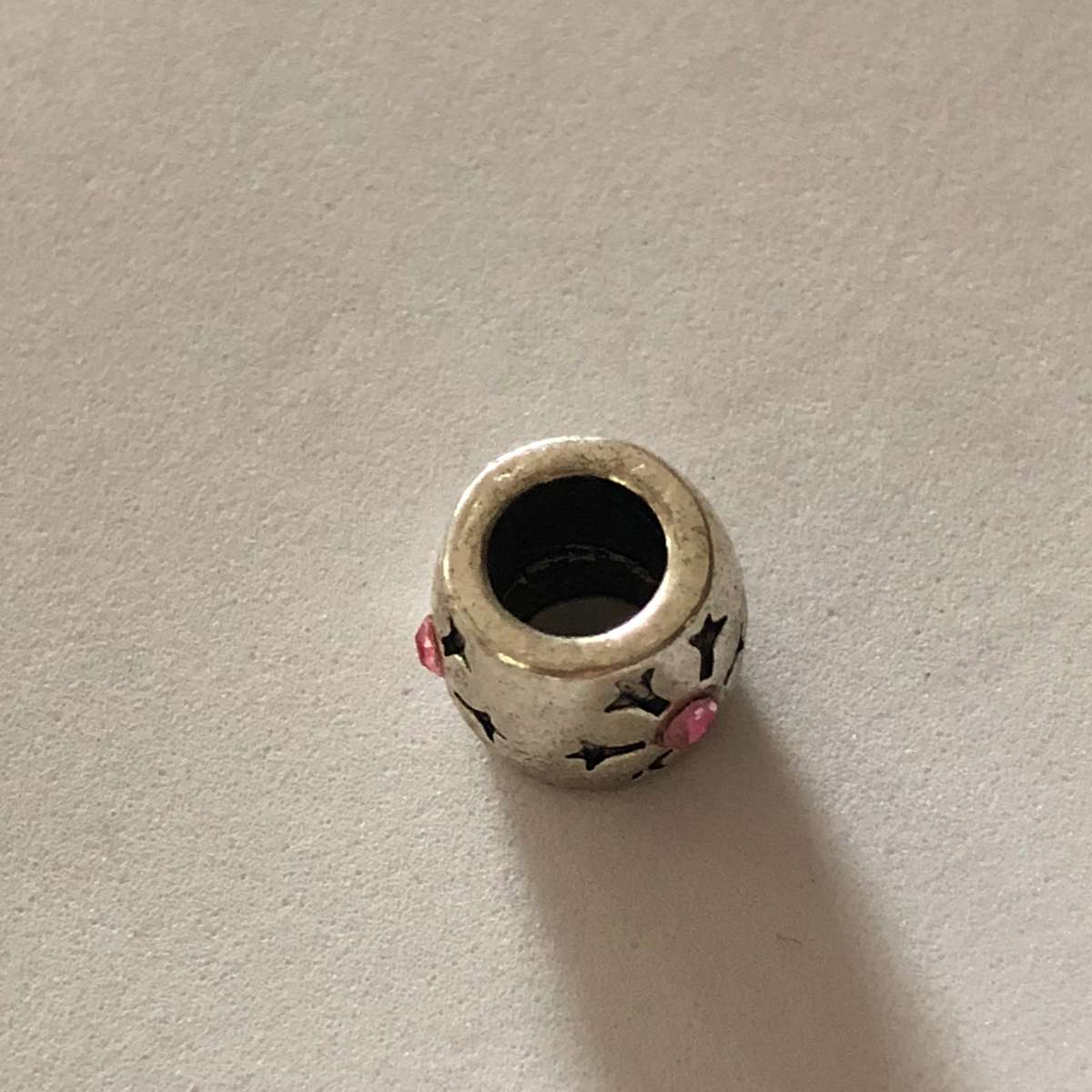 Bead Fit Pandora: 'Silver', Flower (Pink Gemstone)