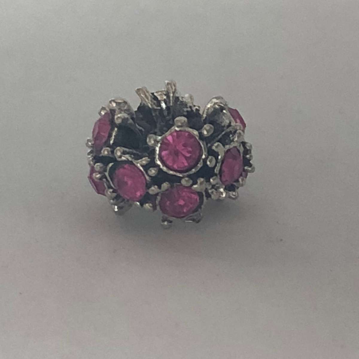 Bead Fit Pandora: 'Silver', Dark Pink Gemstones