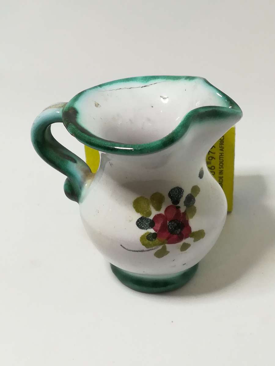 White & Green Water Jug With Flowers - Miniature