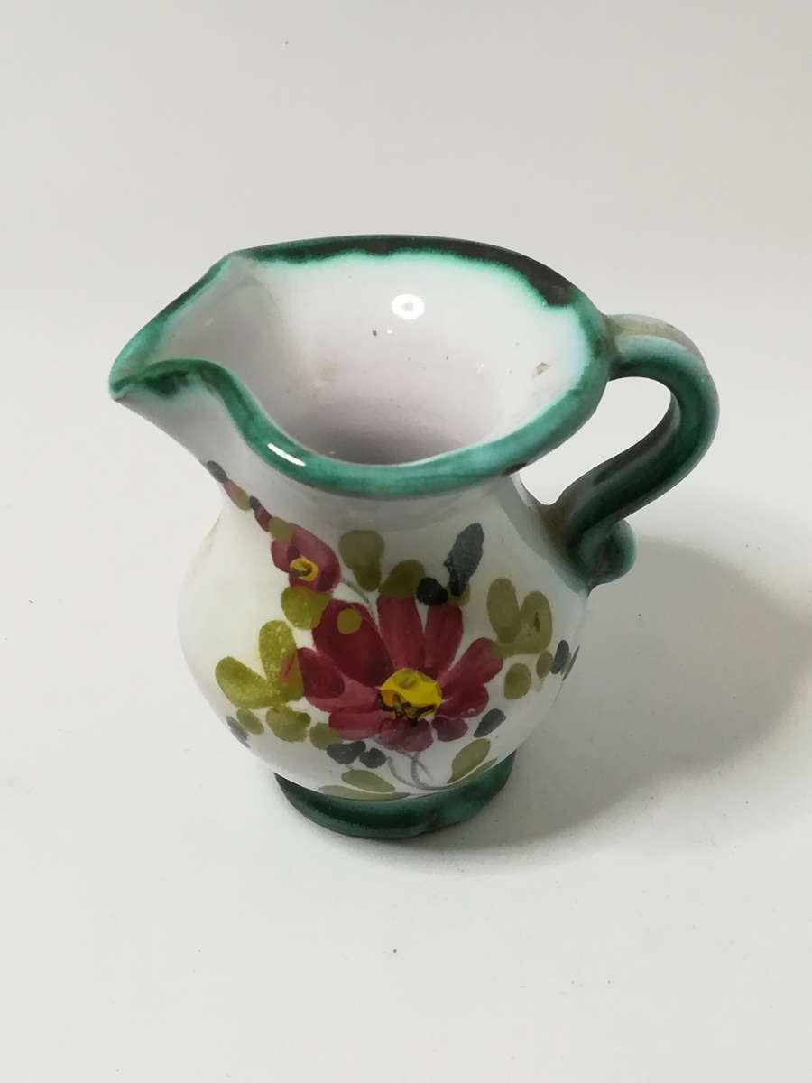 White & Green Water Jug With Flowers - Miniature