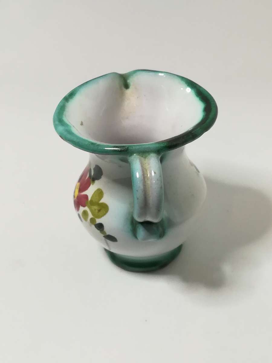 White & Green Water Jug With Flowers - Miniature