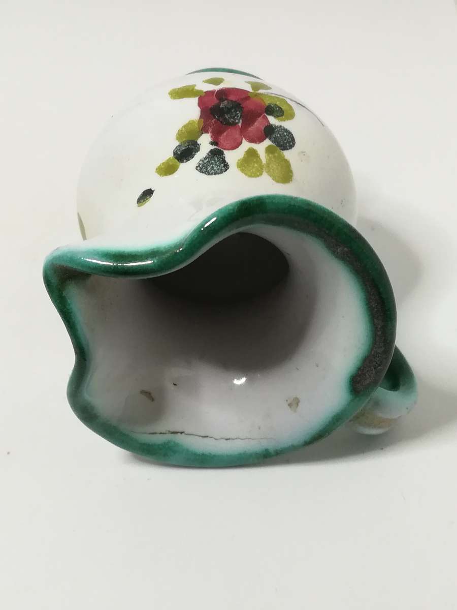 White & Green Water Jug With Flowers - Miniature