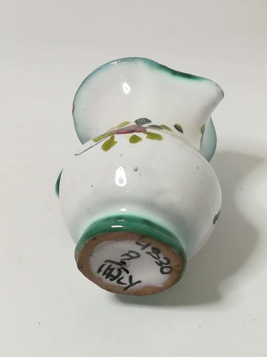 White & Green Water Jug With Flowers - Miniature