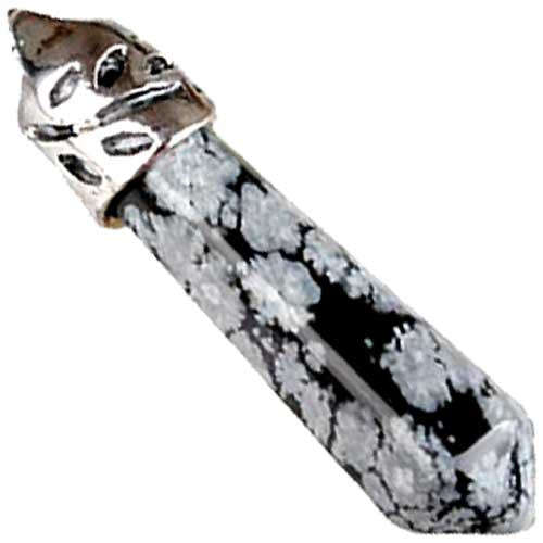 Snowflake Obsidian Pendulum Pendant - about 36x9mm