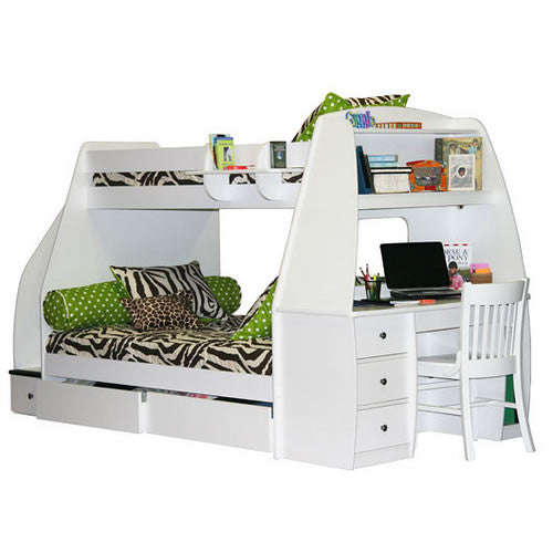 Bunk bed with study - single over thee quarter with two pullout drawers