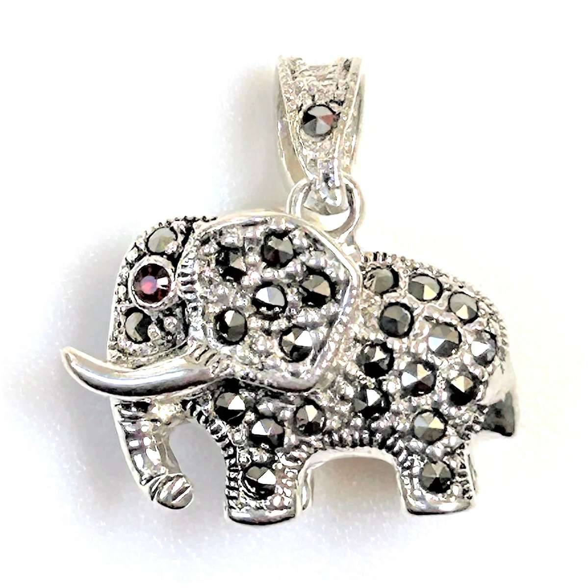 Sterling Silver and Marcasite Elephant Pendant