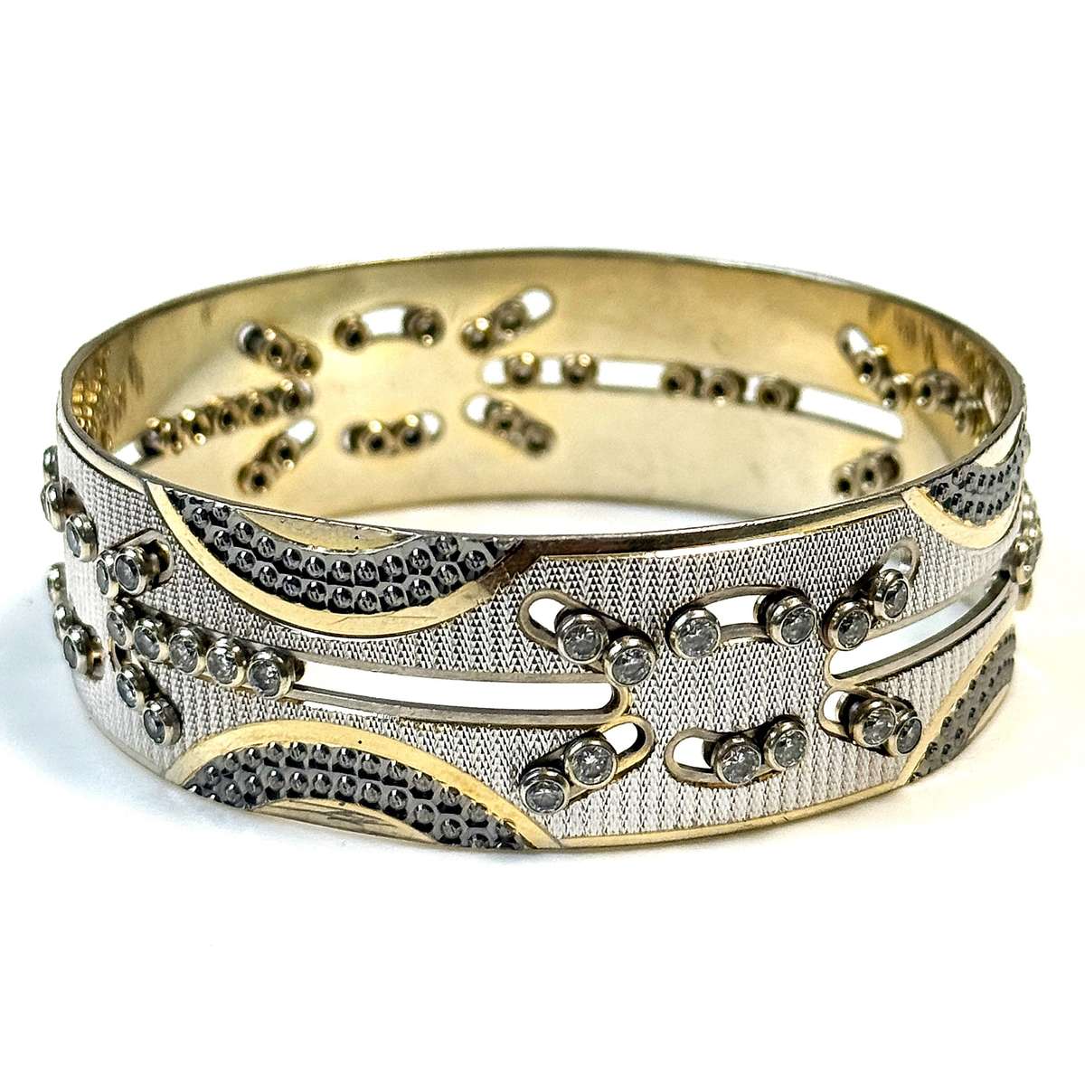 Gilded Silver and Crystal Jingle Jangle Bangle Bracelet