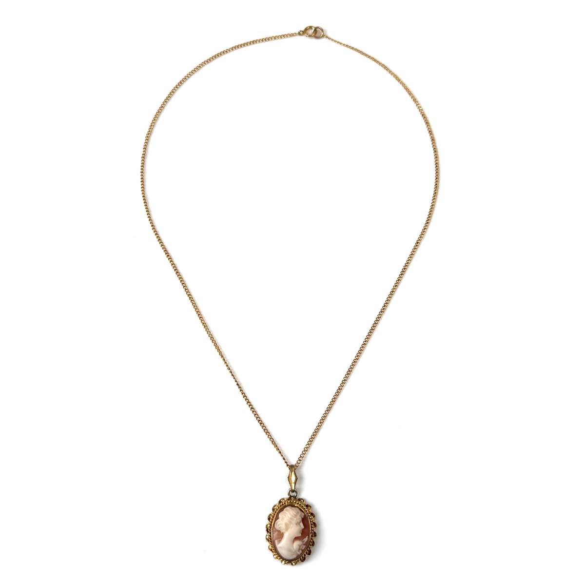 Vintage 12ct Gold-Filled Shell Cameo Pendant Necklace