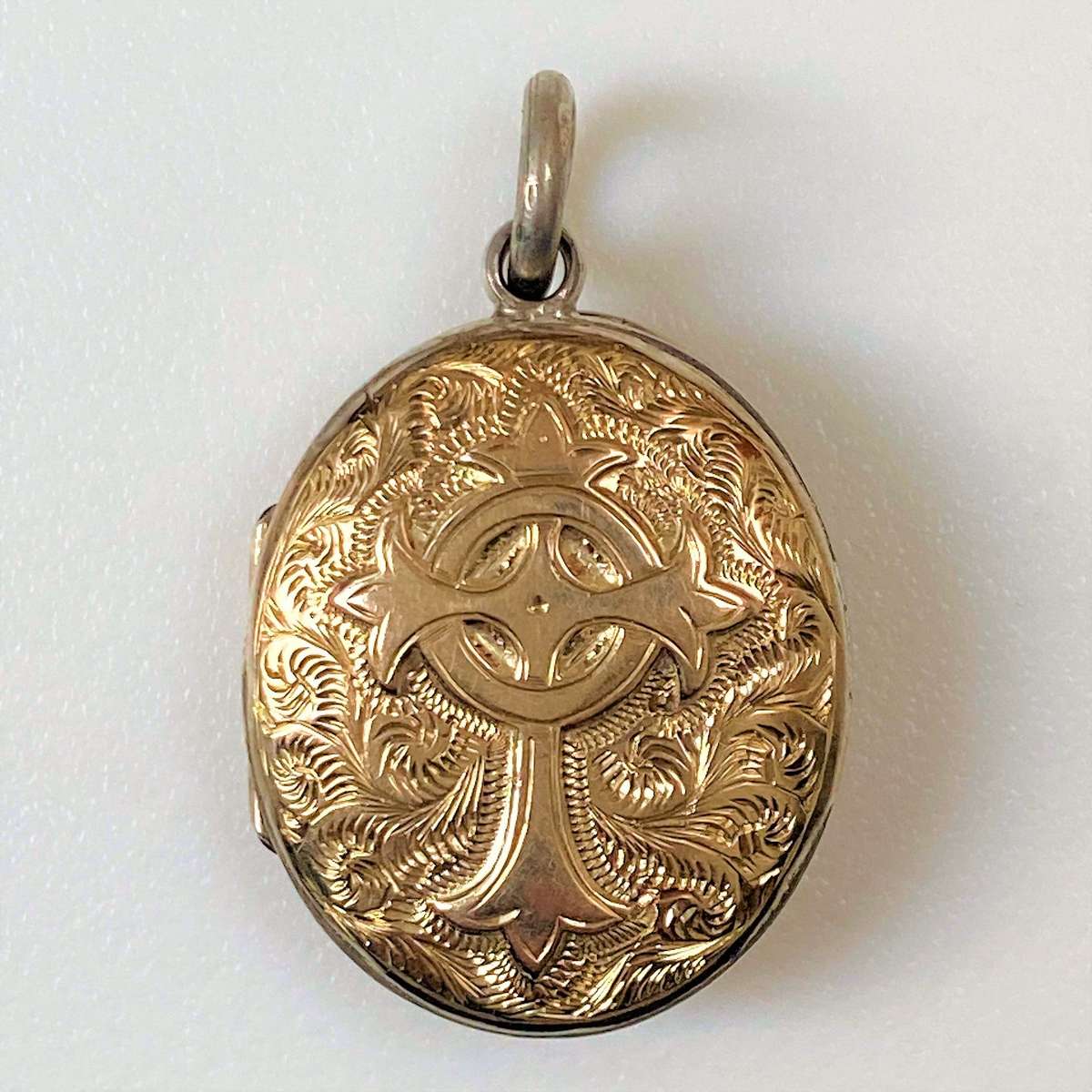 Antique 9ct Gold Oval Locket Pendant