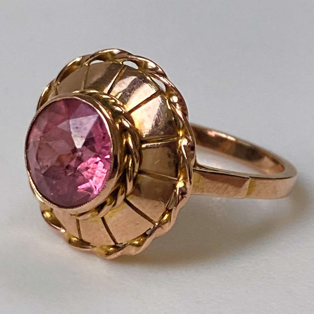 Hand-made 18ct Gold and Pink Tourmaline Ring