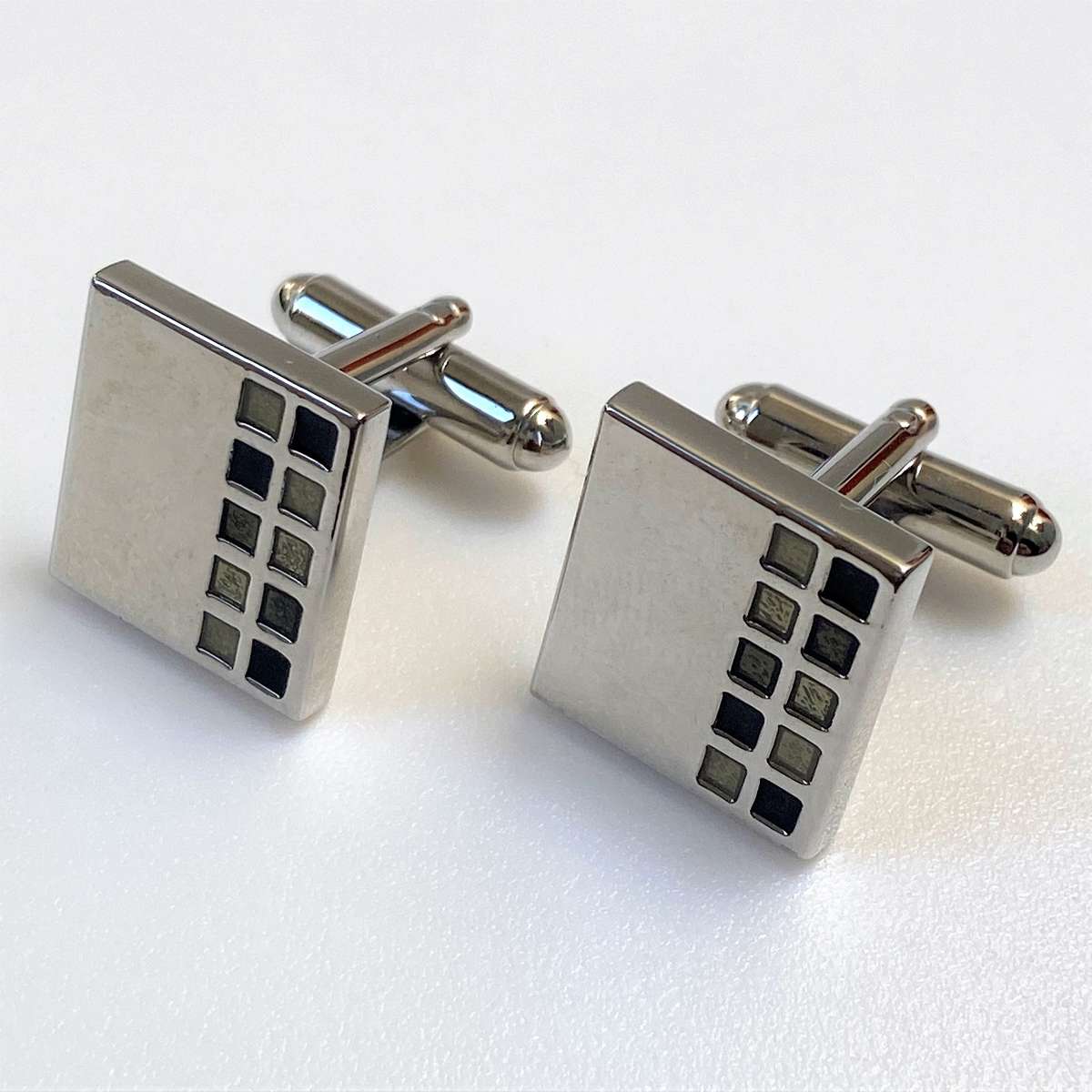 Modern White Metal Cufflinks