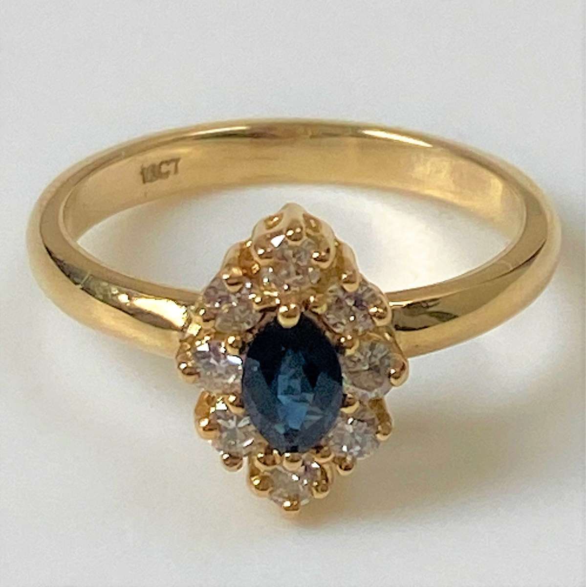 18ct Yellow Gold, Sapphire and Diamond Ring