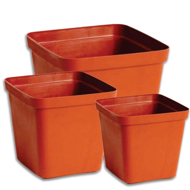 Square Plastic Pot - Terracotta