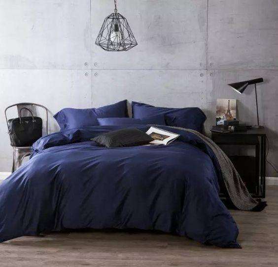 Blue Satin Duvet Covet  PLUS Sheet Set - Satin Bedding - Super King