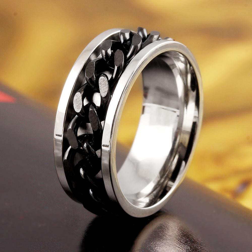 Men's Stainless Steel Chain Rings - 10