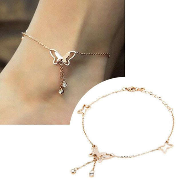 Butterfly Rose Gold Anklet