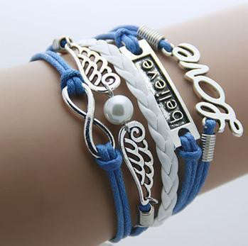 Leather Infinity Bracelets - Love Believe