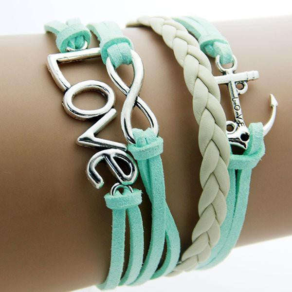 Leather Infinity Bracelets - Love Anchor