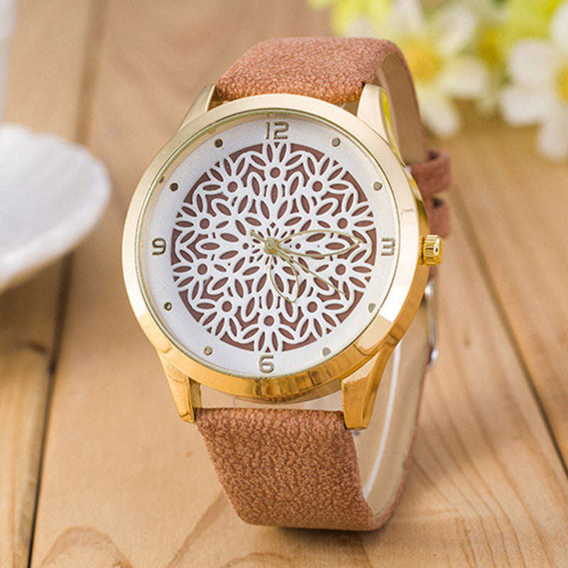 Ladies Flower Watch - Brown