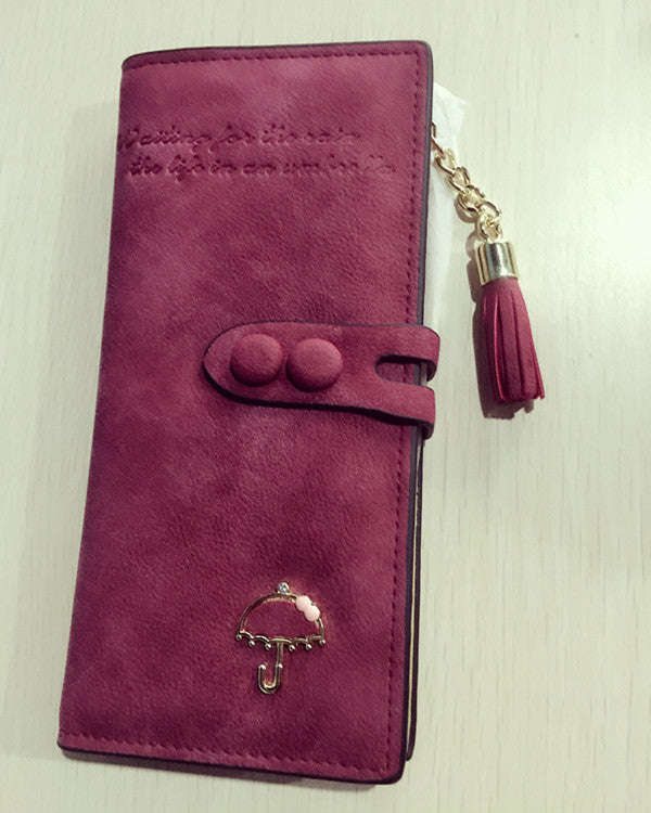 Ladies MultiFunctional Casual Wallets - Wine Red