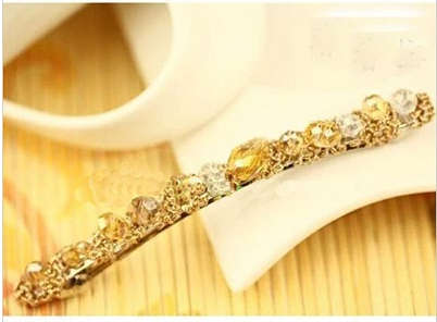 Crystal Rhinestone Barrette Hair Clips - Champagne