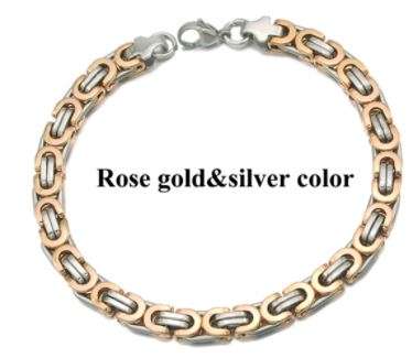 Men's Byzantines Stainless Steel Link Chain Bracelet 6mm - Rose Gold