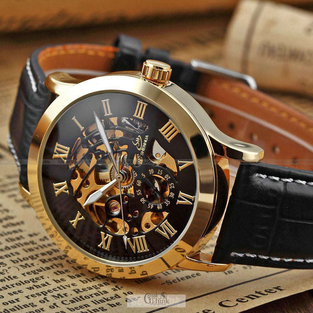Men's Automatic Skeleton Mechanical Watches - 5 Styles - Black