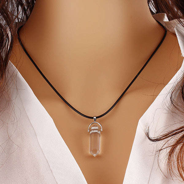 Quartz Amethyst Stone Pendant - Clear