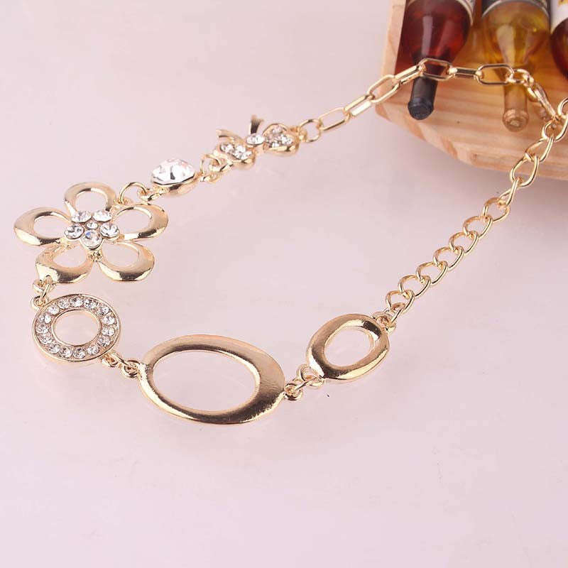 14K Gold Plated Flower Anklet