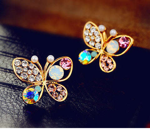 18K Gold Plated Butterfly Stud Earrings