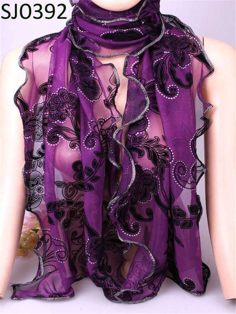 Bohemian Chiffon Scarf - Purple