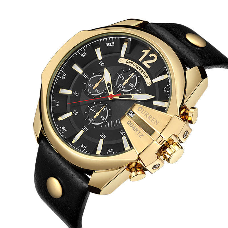 Men's Business Casual Curren Watches - Black Gold