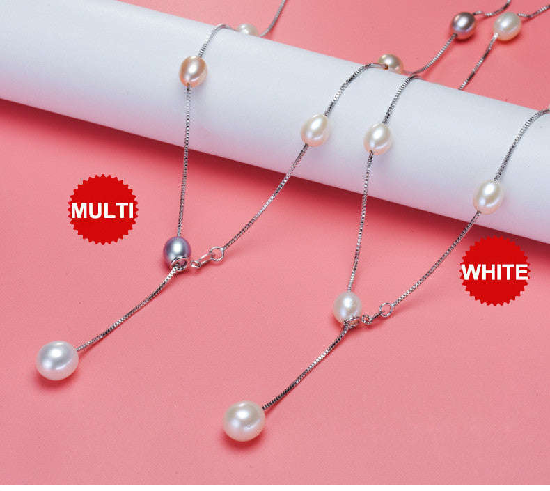925 Sterling Silver Natural Pearl Choker | Necklace - Multi