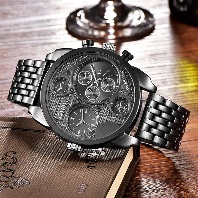 Men's Casual Military Dual Dial Watch - Black
