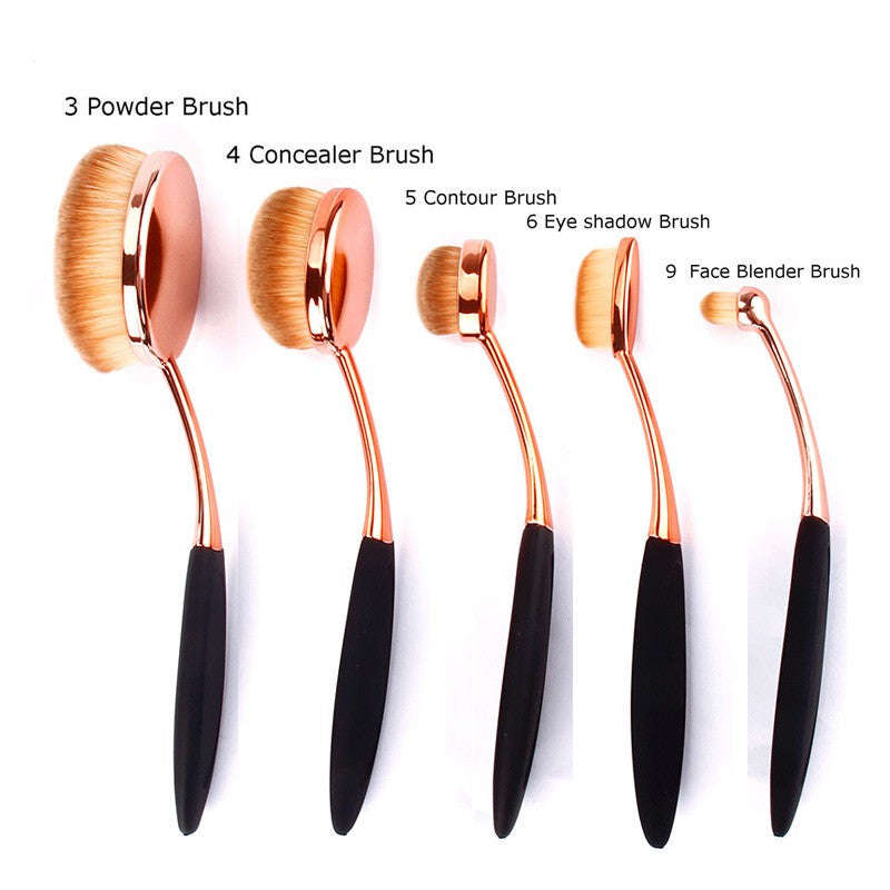 Toothbrush Shape Super Fine Hair Foundation Makeup Brush 5pc Set - Gold/Rose Gold