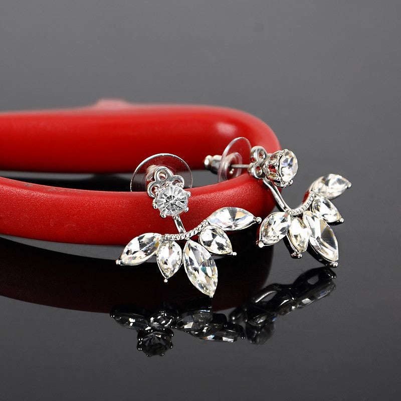 Sparkling Crystal Jacket Stud Earring - Silver