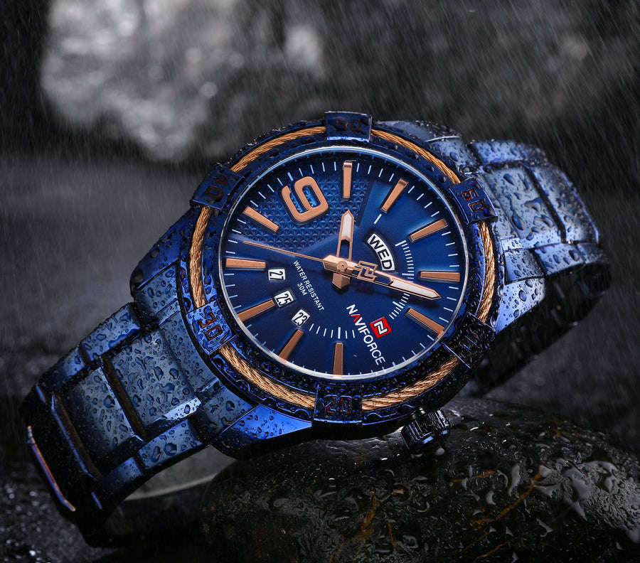 Men's Naviforce Rope Chain Stainless Steel Watch  - Blue