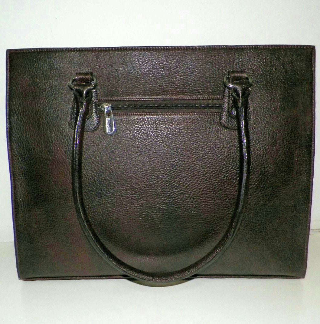 100% Genuine Buffalo Leather Elegant Formal Everyday Handbag - Champagne Brown