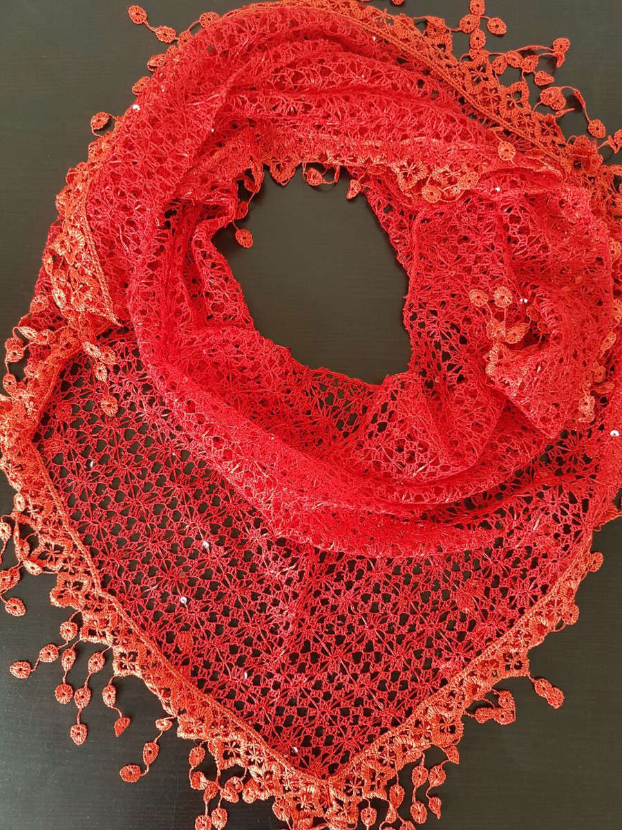 Triangle Netted Scarfs - Navy Blue