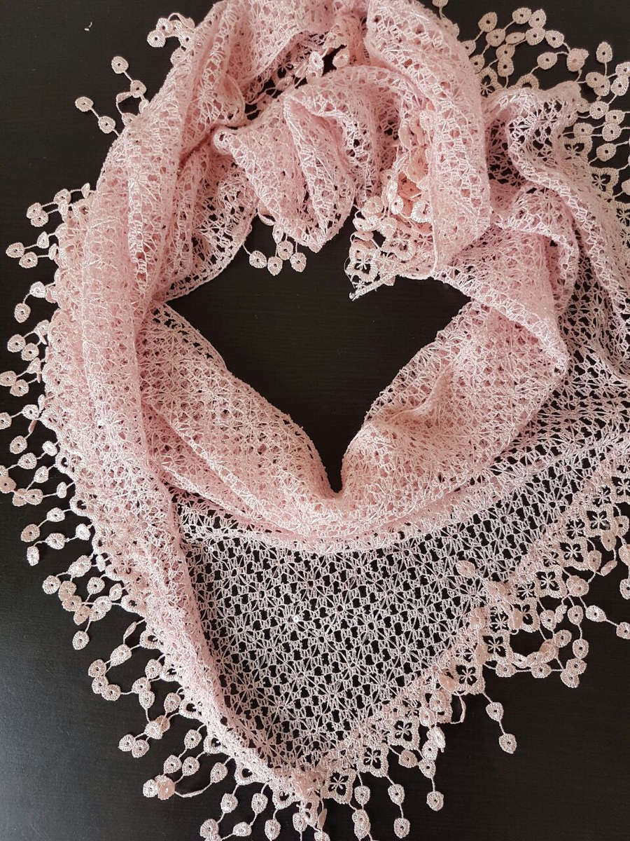 Triangle Netted Scarfs - Soft Pink