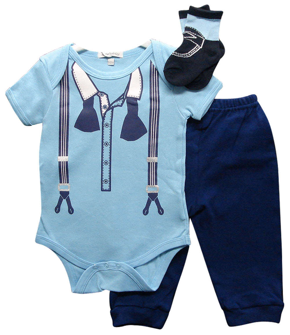 Babies 3pc Romper Sets - Tuxedo - 3-6 months