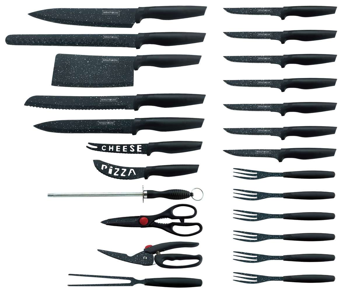 Royalty Line 24-Piece Marble-Coated Stainless Steel Knife Set