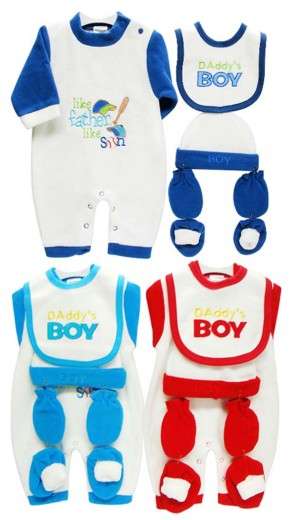 Infants Winter Long Sleeve Rompers With Beanie Bootie Mittens - Red - 3-6 months