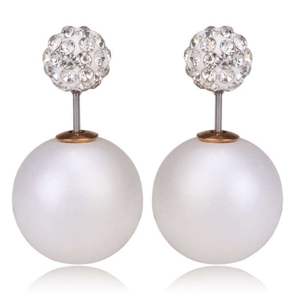 Crystal Stud Party Earrings - Matte While